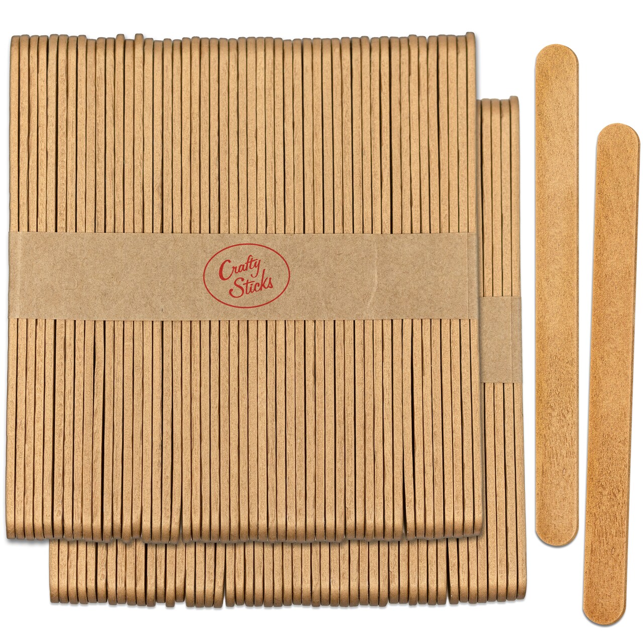 CraftySticks Colored Wood Craft Sticks 4.5 Inch, Red Orange Yellow Green Blue Purple White Black Pink Brown Popsicle Sticks
